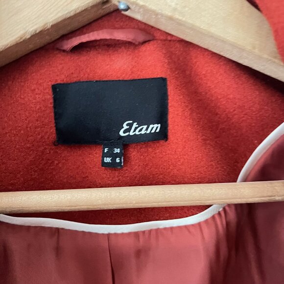 NEW! ETAM Paris manteau de petit ami in Rust Orange colour- Size S - Picture 14 of 16